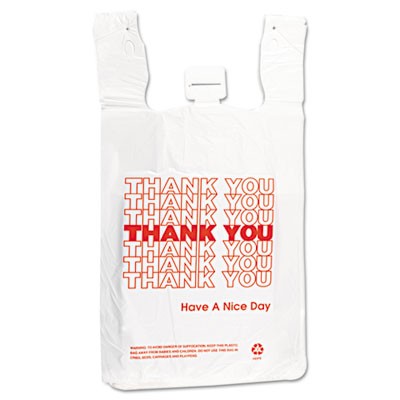 T-Shirt Thank You Bag, 12x7x13, 12.5 Micron, White, 500/Case