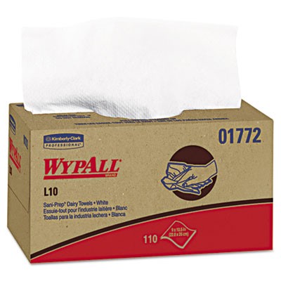 WYPALL L10 SANI-PREP Dairy Towels, 10 1/2x10 1/4, White