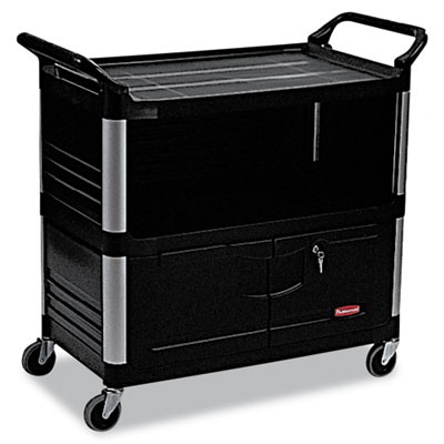 Xtra Equipment Cart, 300lb Cap, 3-Shelf, 20 3/4w x 40 5/8d x 37 4/5h, Black