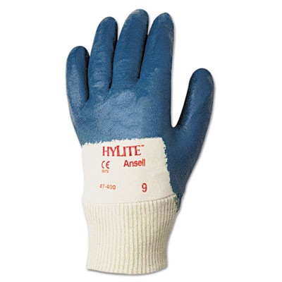 Hylite Medium-Duty Multipurpose Gloves, Size 10 (X-Large), Cotton/Nitrile, Blue/White