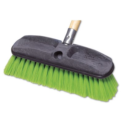 Synthetic-Fill Wash Brush, 10" Yellow Plastic Block