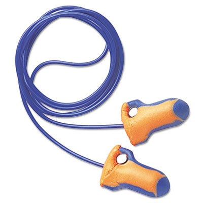 LT-30 Laser Trak Detectable Single-Use Earplugs, Corded, 32NRR, Orange/Blue