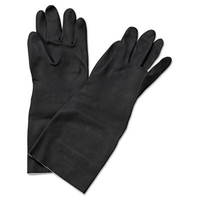 Neoprene Flock-Lined Gloves, Long-Sleeved, Large, Black, Dozen