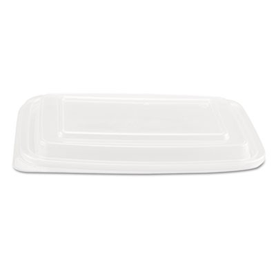 Microwave Safe Container Lid, Plastic, Fits 24-32 oz, Rectangular, Clear, 75/Bag