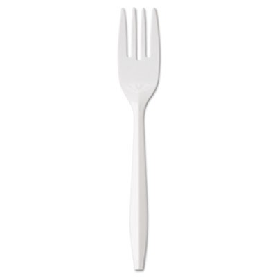 Medium-Weight Cutlery, 6 1/4", Fork, White