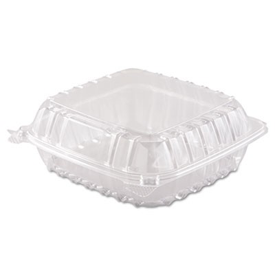 ClearSeal Plastic Hinged Container, 1-Comp, 8-3/10x8-3/10x3, Clear, 125/Bag