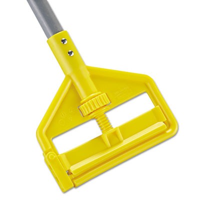 Mop Handle 60" Vinyl Aluminum Antimicrobial Side Gate Yellow/Gray