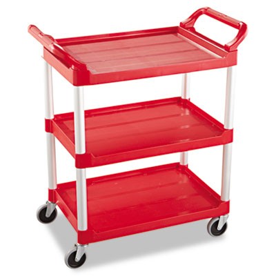 3-Shelf Service Cart, 200-lb Cap., 18 5/8w x 33 5/8d x 37 3/4h, Red