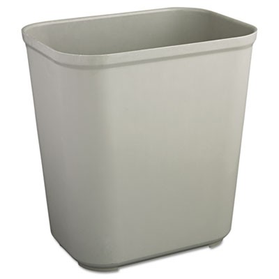 Fire-Res. Wastebasket, Rectangular, Fiberglass, 7 gal, Gray