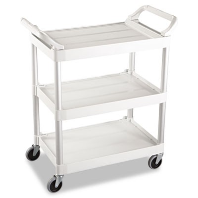 3-Shelf Service Cart, 200-lb Cap., 18 5/8w x 33 5/8d x 37 3/4h, Off-White