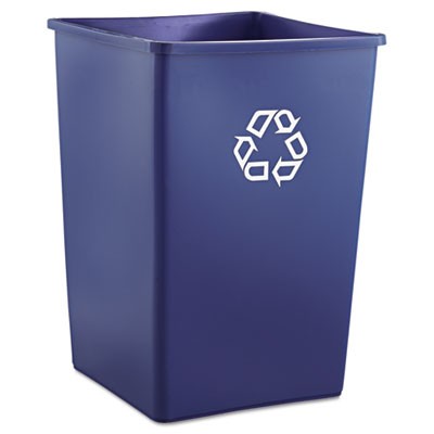 Recycling Container, Square, Plastic, 35 gal, Blue