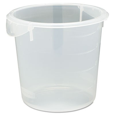 Round Storage Containers, 4qt, 8 1/2dia x 7 3/4h, Clear