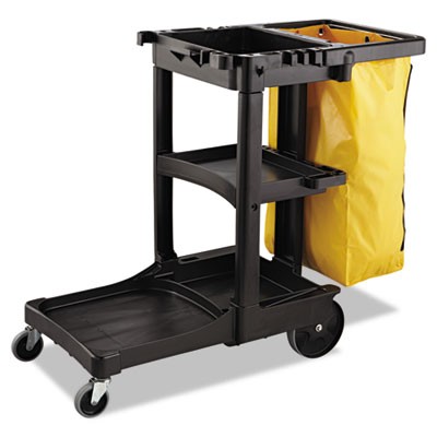 Zippered Vinyl Cleaning Cart Bag, 21 gal, 17 1/4w x 10 1/2d x 30 1/2h, Yellow