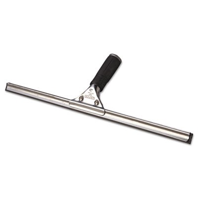 Pro Stainless Steel Window Squeegee, 18 Inch Wide Blade, Black Rubber, Straight