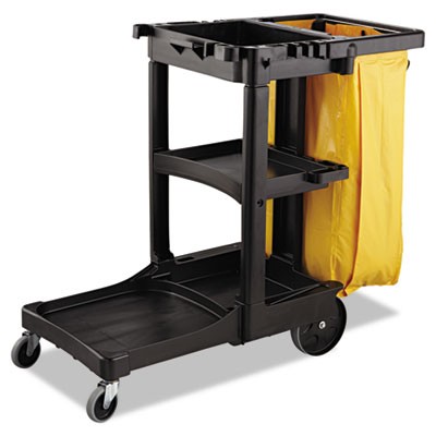 Vinyl Cleaning Cart Bag, 26 gal, Yellow, 17 1/2w x 10 1/2d x 33h