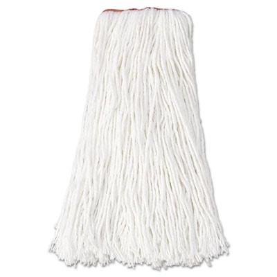 Premium Mop Heads, Rayon, Cut-End, White, 16 oz, 1-in. Orange Headband