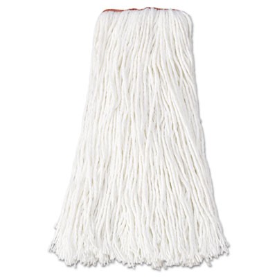 Premium Mop Heads, Rayon, Cut-End, White, 16 oz, 1-in. Orange Headband