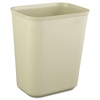 Fire-Res. Wastebasket, Rectangular, Fiberglass, 1 3/4 gal, Beige