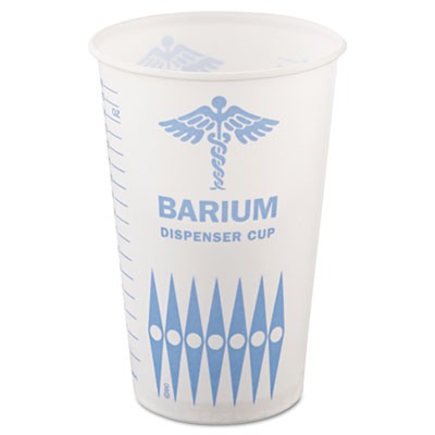 Paper Medical & Dental Graduated Cups, 16 oz., White/Blue, 50/Bag
