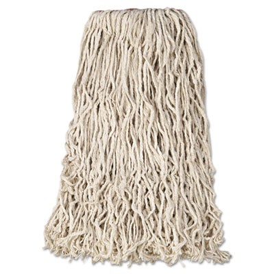 Premium Cut-End Cotton Mop, White, 24 oz, 1-in. Orange Headband