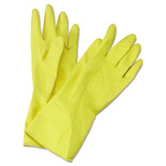 Glove Flock-Lined Latex Cleaning Medium Yellow 12 Pairs
