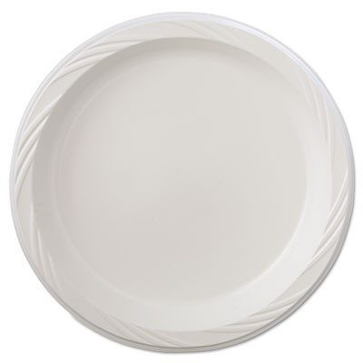 Plastic Plates, 9 Inches, White, Round, Lightweight, 125/Pack