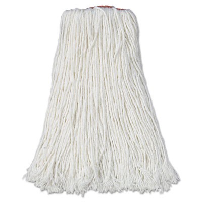 Premium Mop Heads, Rayon, Cut-End, White, 32 oz, 1-in. Orange Headband