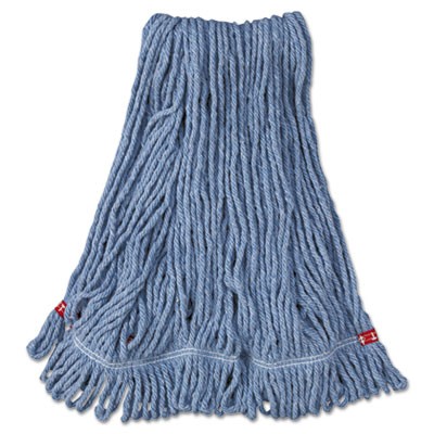 Web Foot Wet Mop Heads, Shrinkless, Cotton/Synthetic, Blue, Medium