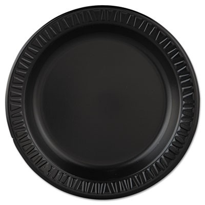 Laminated Foam Plastic Plates, 9in, Black, Round, 125/Pack