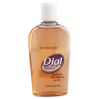 Body & Hair Shampoo, Peach Scent, Clear Amber, 7.5 oz Flip Cap Décor Bottle