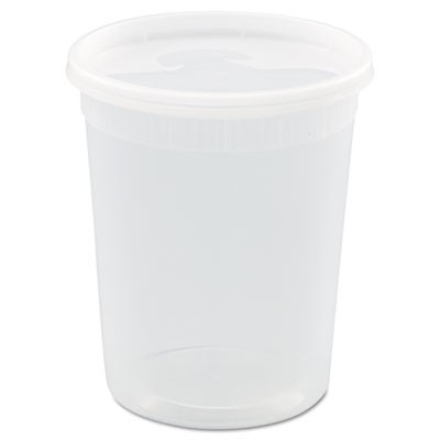 DELItainers Microwavable Cont., Clear, 32 oz, 4.55"dia x 5.55"h, 240/Carton