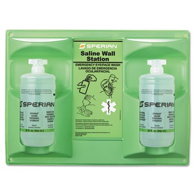 Saline Eye Wash Wall Station, w/32-oz Eye Wash Bottles