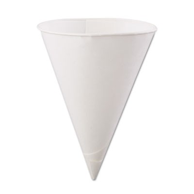 Rolled-Rim Paper Cone Cups, 6oz, White