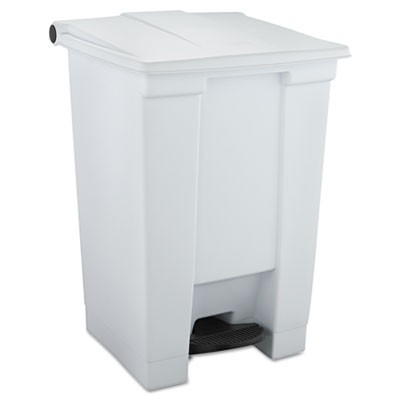 Step-On Waste Container, Square, Plastic, 12 gal, White
