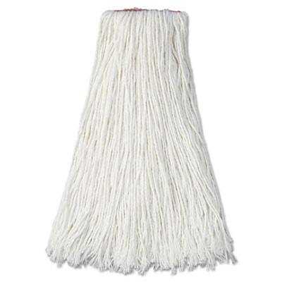 Premium Mop Heads, Rayon, Cut-End, White, 24 oz, 1-in. Orange Headband