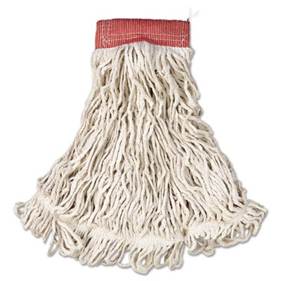 Web Foot Wet Mops, Cotton/Synthetic, White, Large, 5-in. Red Headband