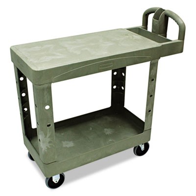 Flat Shelf Utility Cart, 2-Shelf, 19-1/5w x 37-7/8d x 33-1/3h, Beige