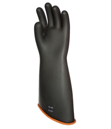 NOVAX Insulating Glove, Class 1, 18 In., Blk./Orn., Contour Cuff