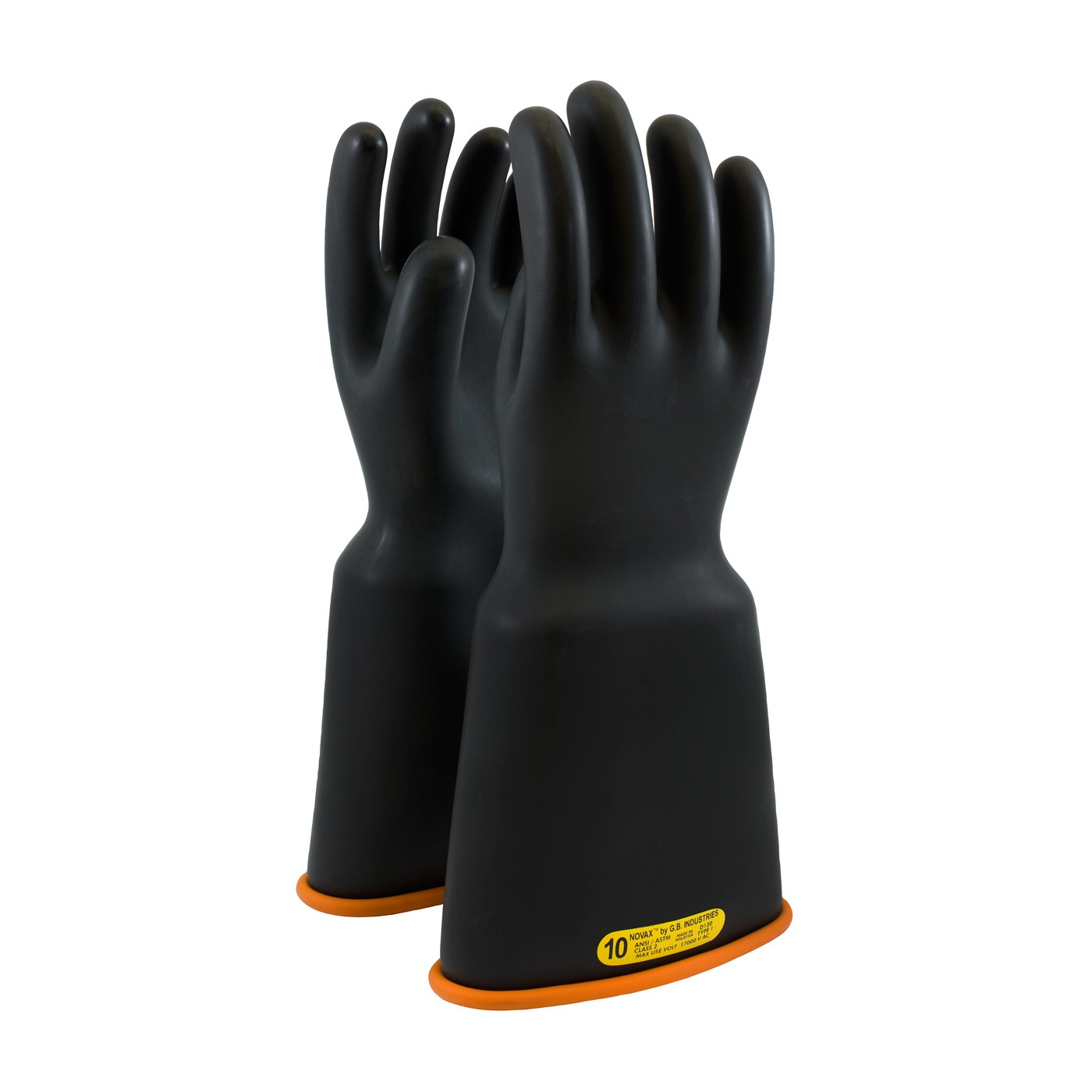 NOVAX Insulating Glove, Class 2, 16 In., Blk./Orn., Bell Cuff