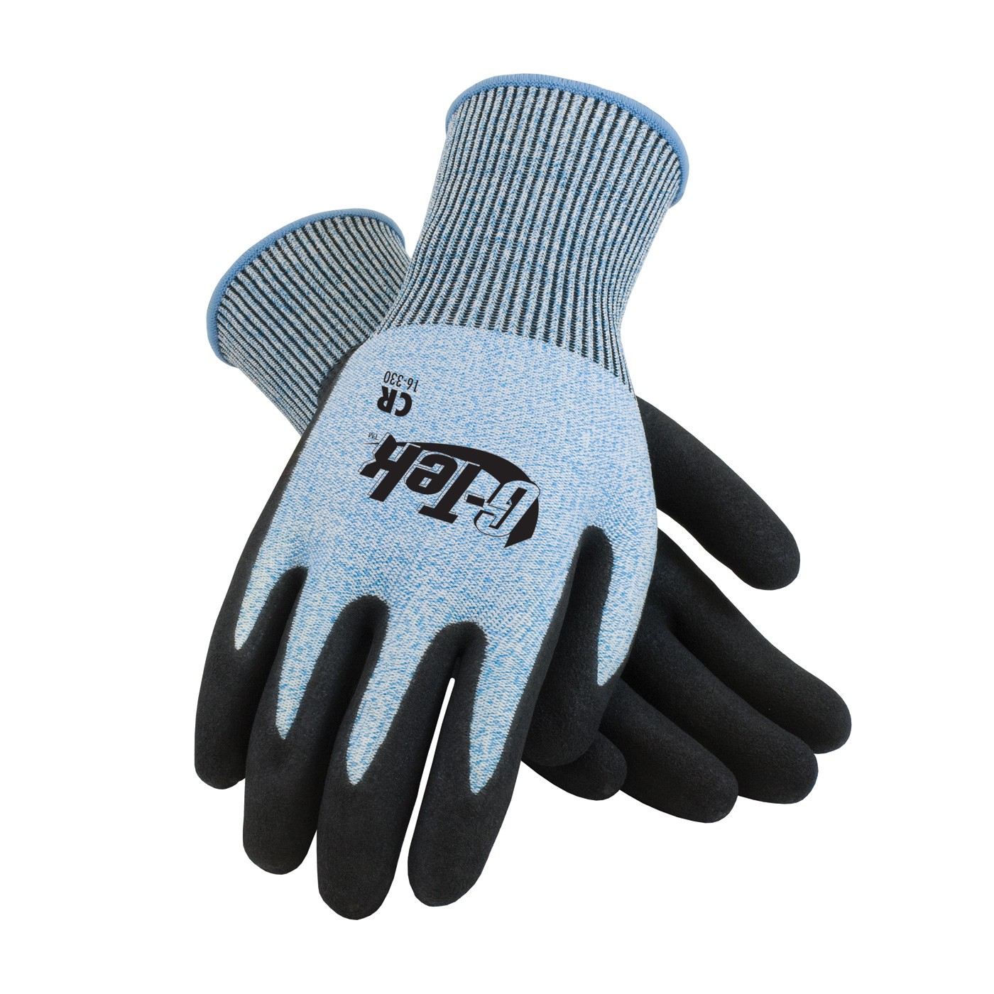 G-Tek CR, Bl. & Wht. 13G HPPE Shell, Blk. Nitrile Palm, EN3 Size Medium