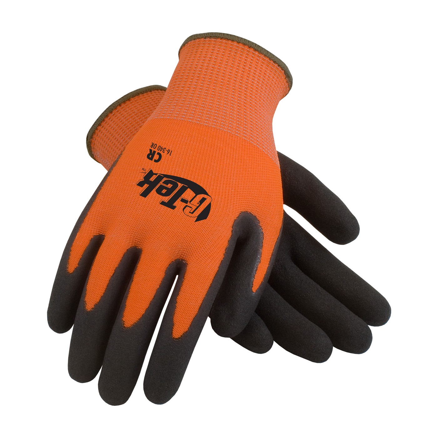 G-Tek CR, Hi-Vis Orn. HPPE/Glass 13G Shell, DD Blk. Nitrile, EN5 Size X-Large