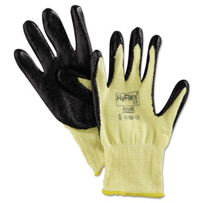 HyFlex 500 Light-Duty Gloves, Size 8 (Medium), Kevlar/Nitrile, Yellow/Black