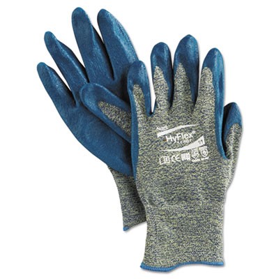 HyFlex 501 Medium-Duty Gloves, Size 11 (2X-Large), Kevlar/Nitrile, Blue/Green