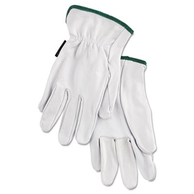 Grain Goatskin Driver Gloves, White, Medium