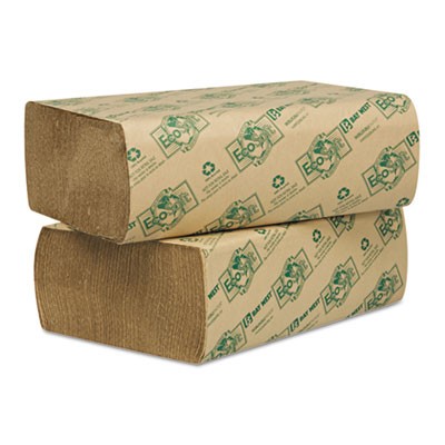 EcoSoft Folded Towels, 9 1/8x9 1/2, Natural