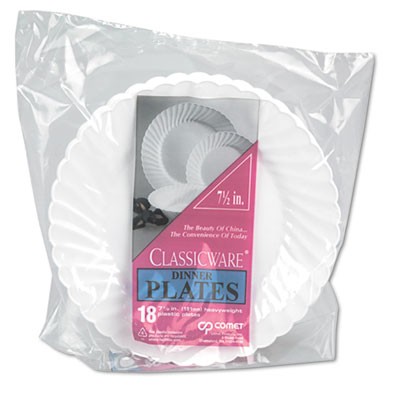 Classicware Plates, Plastic, 7.5 in, White