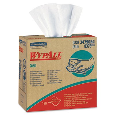 Wipe 9.1x16.8 WypAll X60 Teri Reinforced White 126/PKG 10/CS