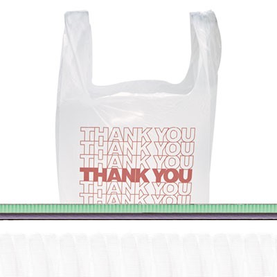 T-Shirt Thank You Bag, 11.5x6.5x22, 12.5 Micron, White, 900/Case