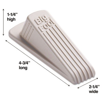Big Foot Doorstop, No-Slip Rubber Wedge, 2-1/4w x 4-3/4d x 1-1/4h, Beige