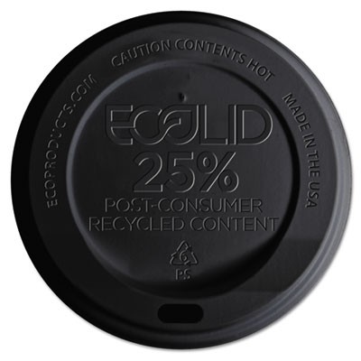 Eco-Lid 25% Recycled Content Hot Cup Lid, Fits 10-20oz Cups, Black